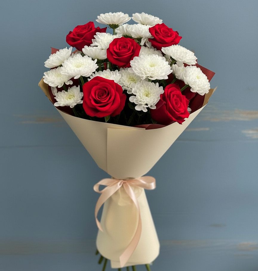 Букет цветов из: Розы и Хризантемы в Ельце