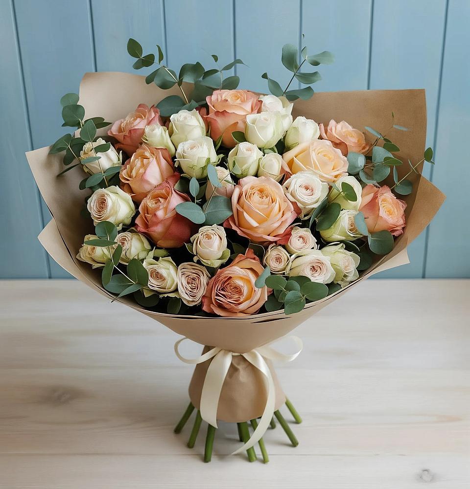 Букет цветов из: Альстромерии и Розы в Ельце