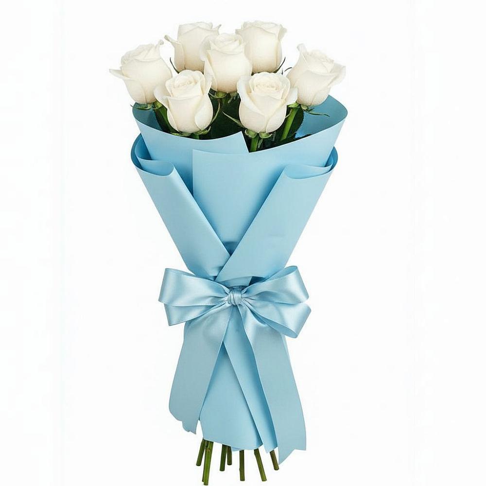 Букет 7 белых роз Проуд в Ельце