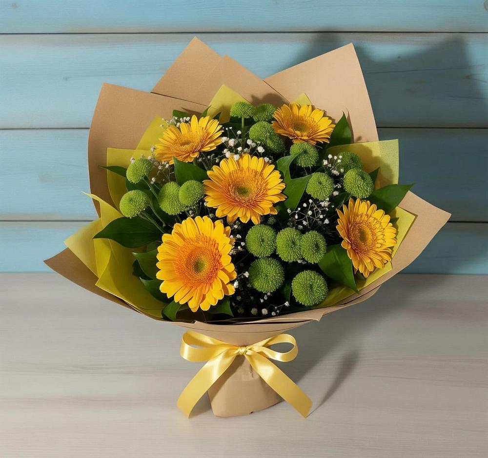 Букет цветов из: Герберы и Хризантемы в Ельце