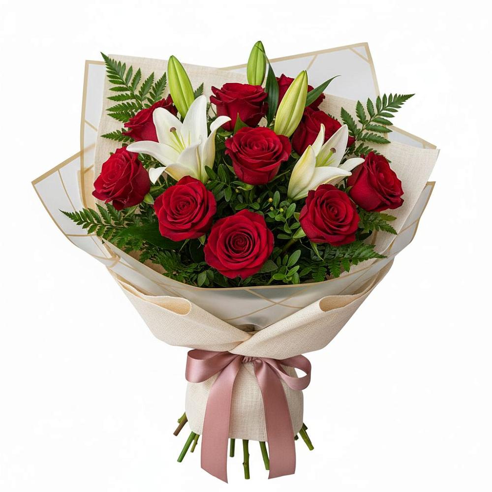 Букет цветов из: Лилии и Розы в Ельце