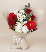 Букет цветов из:  Розы, Хризантемы, Герберы и Лилии в Ельце