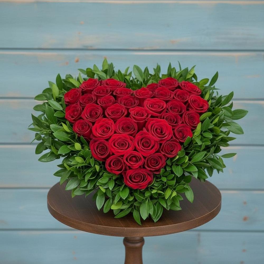 Цветочная композиция из Розы в виде сердца в Ельце