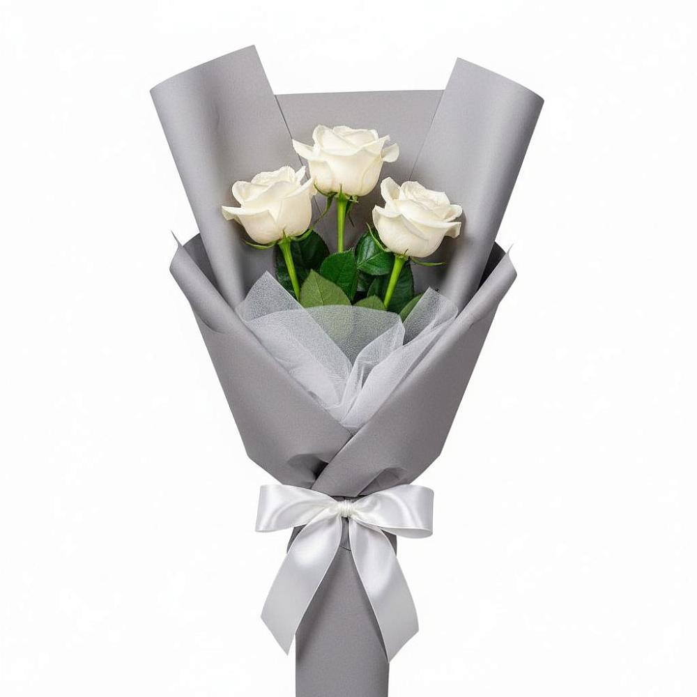 Букет 3 белые розы в Ельце