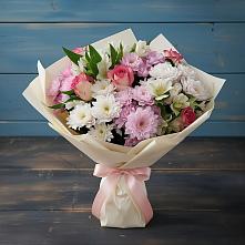 Букет цветов из:  Хризантемы, Альстромерии и Розы в Ельце