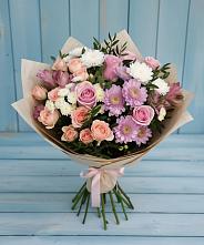 Букет цветов из:  Хризантемы, Розы и Альстромерии #REPLACE_PRED# Ельце