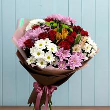 Букет цветов из:  Розы, Хризантемы и Альстромерии в Ельце