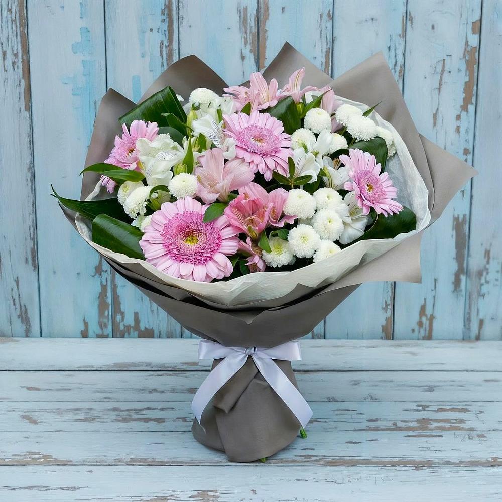 Букет цветов из: Герберы, Альстромерии и Хризантемы в Ельце